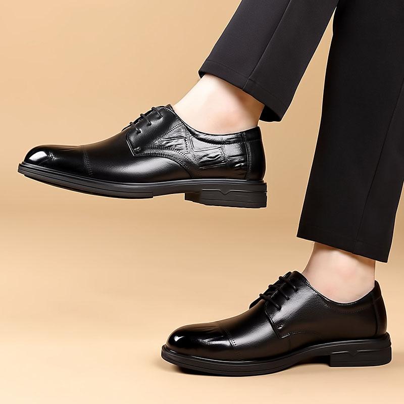 Men's Leather Shoes Dress Oxford Shoes Classic Lace Up Formal Shoes Wedding Shoes