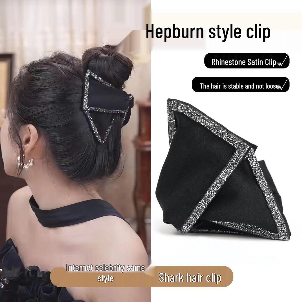 Elegant Audrey Hepburn Hairpin: Luxury Bow Shark Clip for Versatile Styling