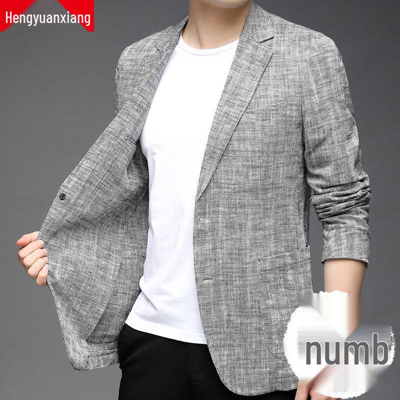 Herren Casual Frühling/Herbst Baumwolle Leinen Blazer Jacke