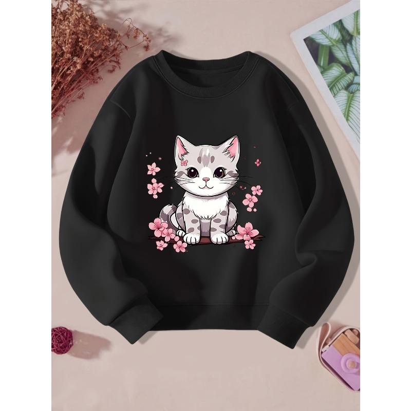 European sizes New Kids  Round Neck Sweatshirt Casual Trendy Fashion Printed Top 110 чёрный