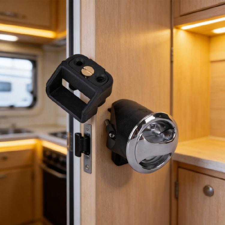 Replacement Motorhome Cupboard Knob Lock Hardware with Stainless Steel Trim for Interior Door Closure Support Projects and Service