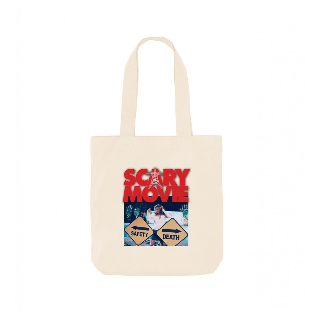 Scary Movie Safety Vs Death Graphic Tote Bag