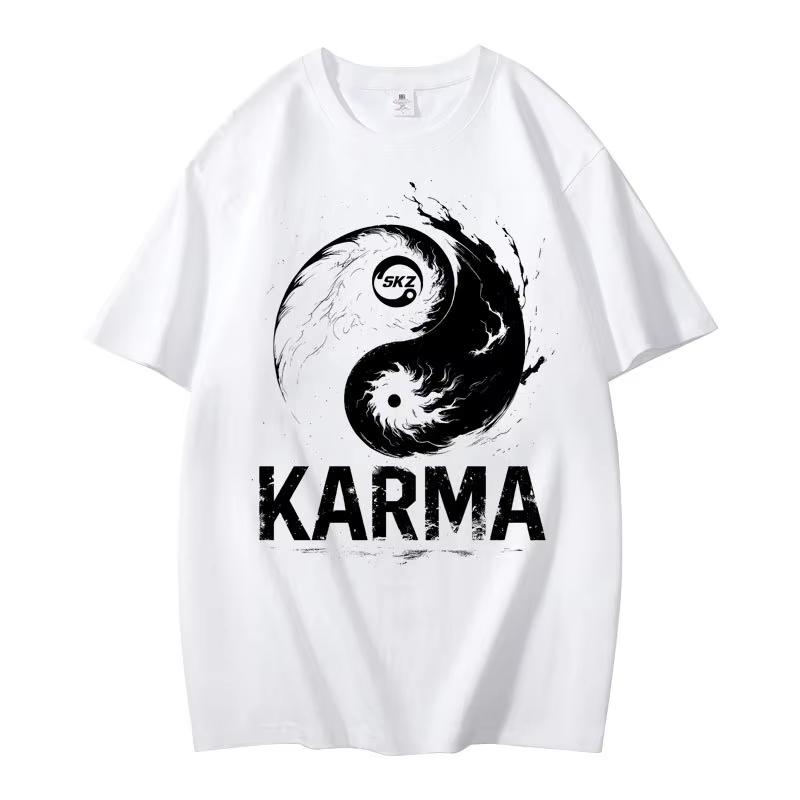 KPOP Das 4. Album KARMA T-Shirt CHANGBIN HYUNJIN FELIX Koreanische Mode Sommer Baumwolle Hip Hop T-Shirt Harajuku Oberteile Streetwear