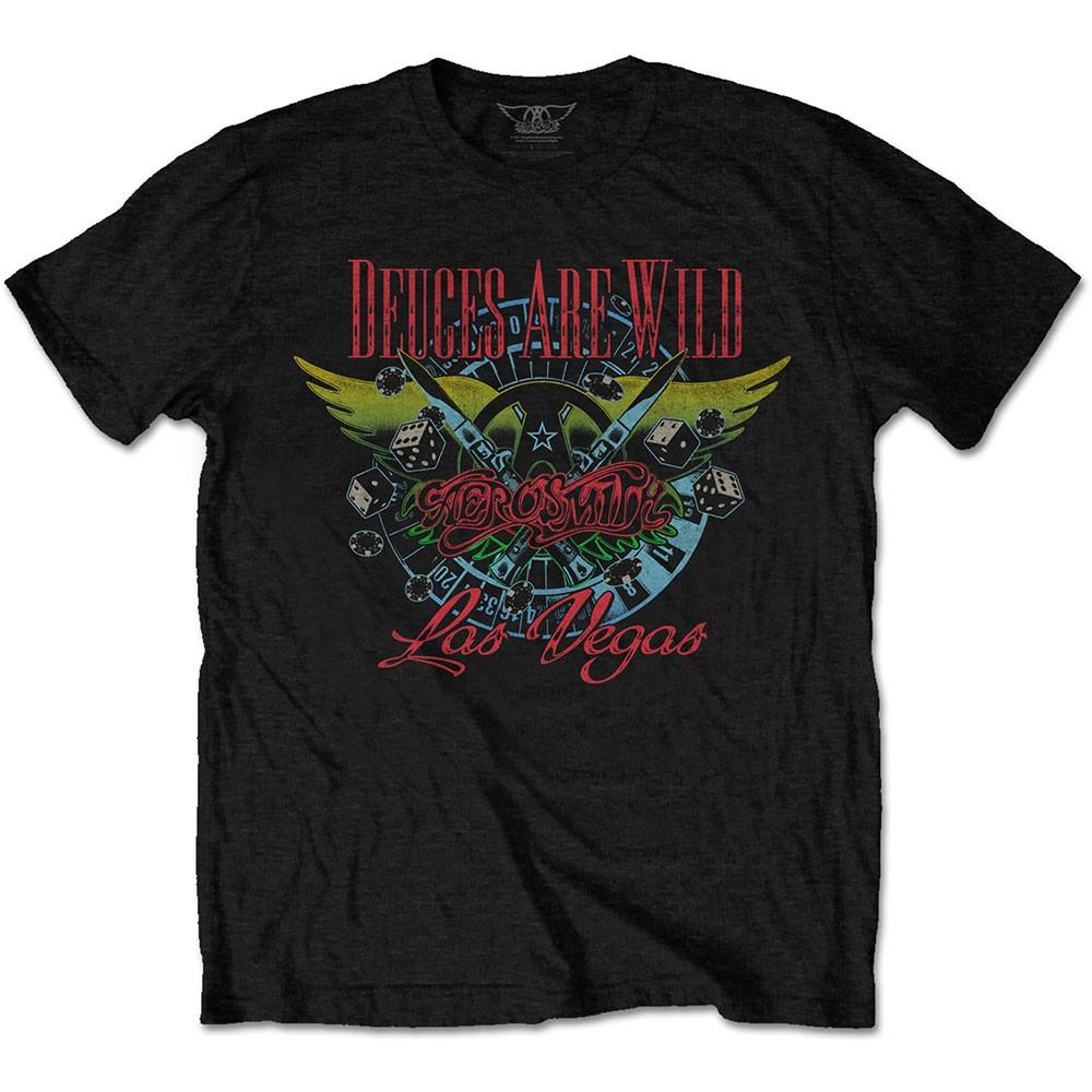 Men s Aerosmith Deuces Are Wild, Vegas Slim Fit T-shirt Small Black 2XL