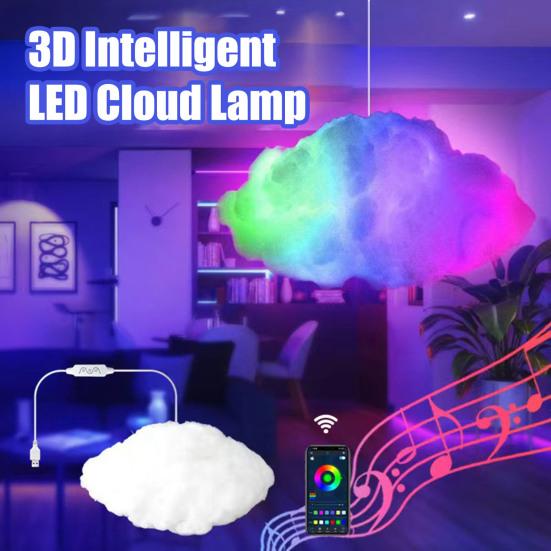 LED Cloud Light DIY 3D Thundercloud Ceiling Lamp with Music-Synchronized Lighting Remote Control Adjustable Modes Bedroom Game Room Decor