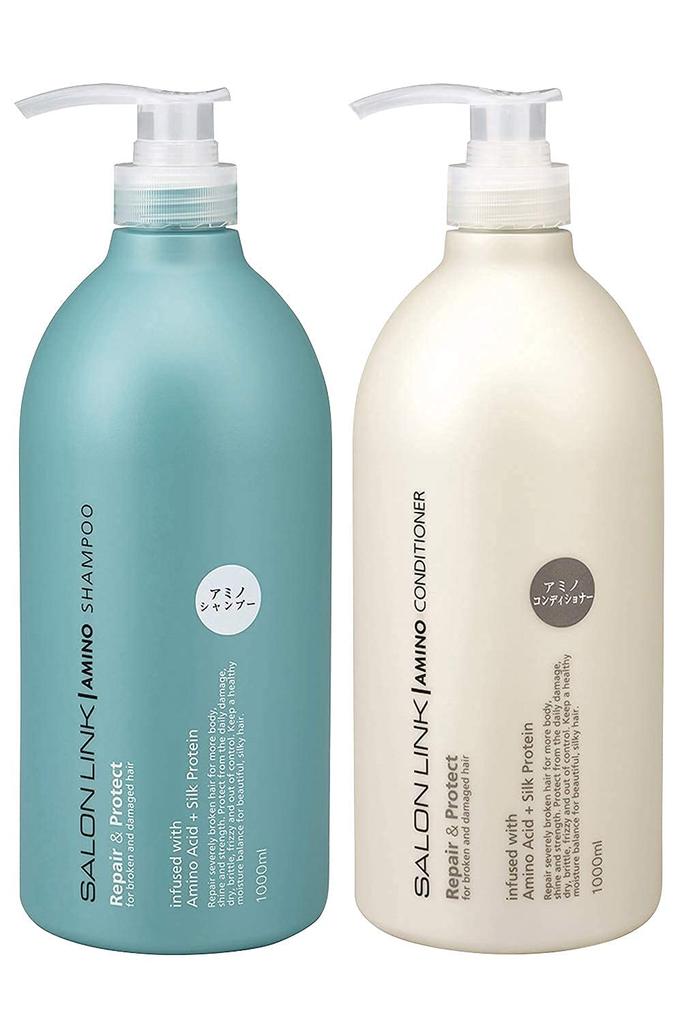 Shampooing et Après-Shampooing Salon Link Amino Luxueux Laureth Très Sûr à Grande Capacité Ensemble 1000 ml, Formule à Base d'Acides, Sans Sulfates, Sans Silicones,