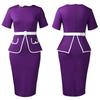 Women Plus Size Elegant High Waist Bodycon Short Sleeve Office Midi Pencil Dress