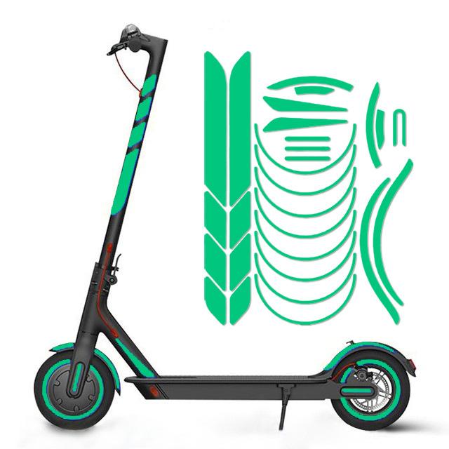 

1 комплект светоотражающих наклеек, наклеек на колеса, светоотражающей аппликационной ленты для шин для XIAOMI M365 Pro 1S, предупреждающая накладка для безопасности в ночное время зелёный