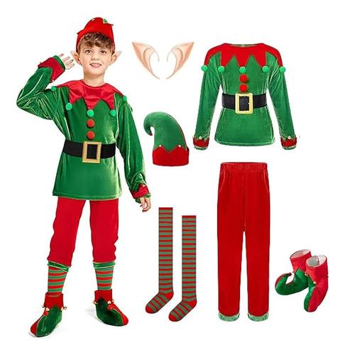 7-piece Children s Christmas Elf Costume, Christmas Elf Pa 150cm