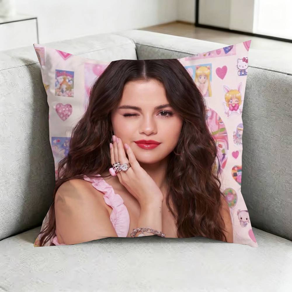 Selena GomezZ Pop Idol Square DoubleSided printed Pillow Case Bedroom Bedside Pillow Sofa Cushion Cover Gift