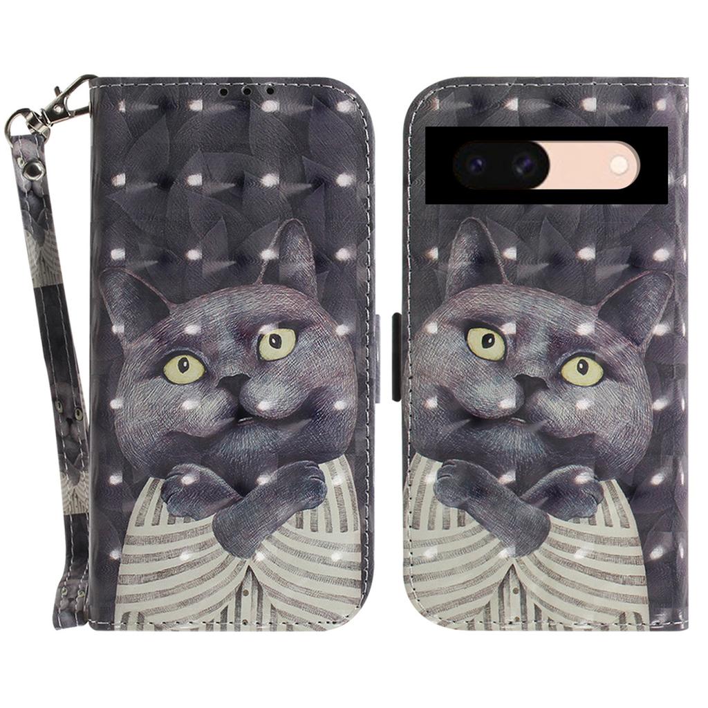 For Google Pixel 8a Wallet Case PU Leather Pattern Printing Flip Phone Cover