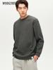 WOOG2005 Men’s Self-Heating Fleece Round Neck Hoodie - Thick, Warm, Grey Pullover for Winter 2025