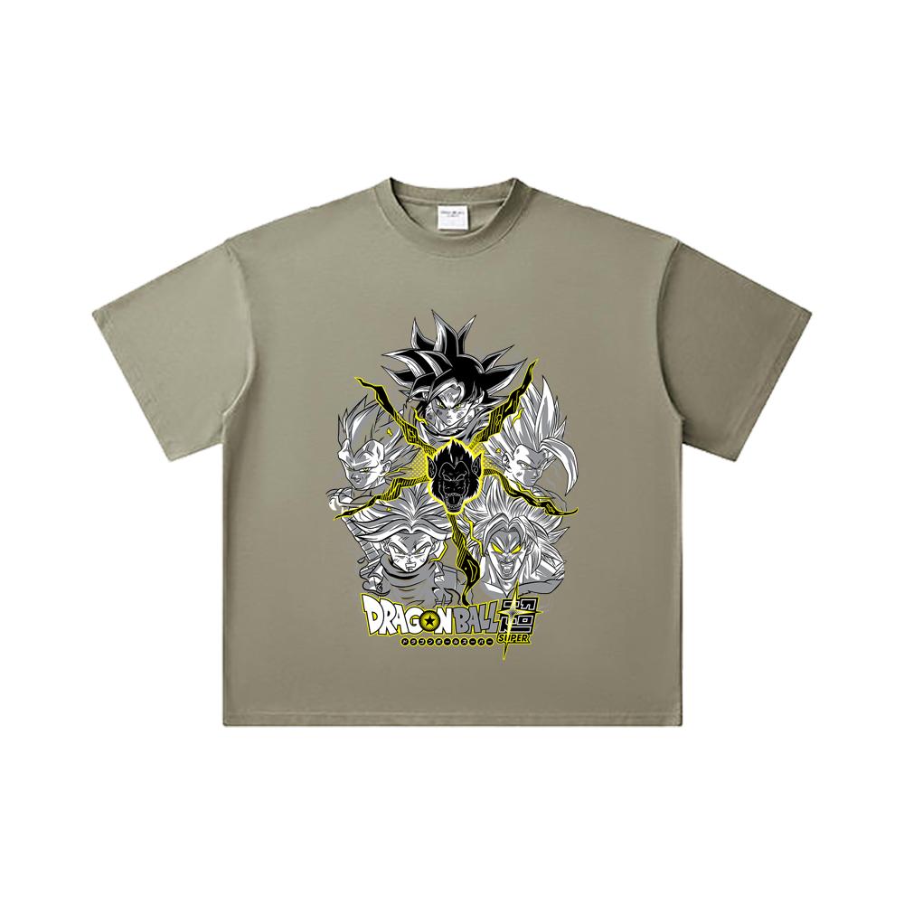 260 GSM Double Yarn 32 Count 100% Cotton Dragon Ball V49 Super Saiyan Print Unisex Heavy Cotton T Shirt