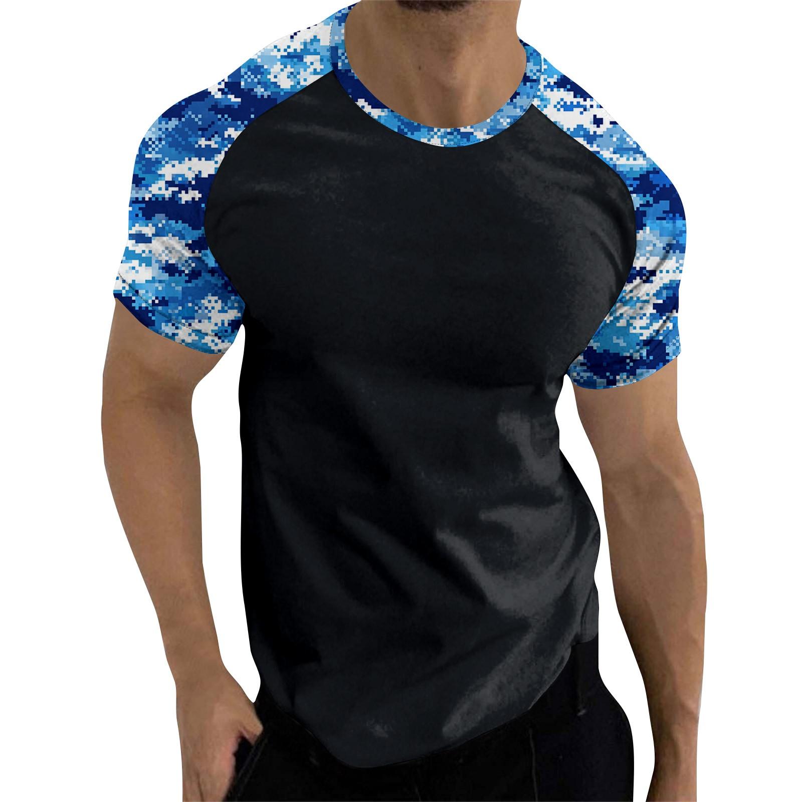

Camouflage Style Printed Raglan Sleeves Men s Short Sleeved Top M