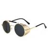 Retro Steampunk Round Metal Sunglasses Men Women Flip Classic Metal Frame Shades Glasses Non-polarized