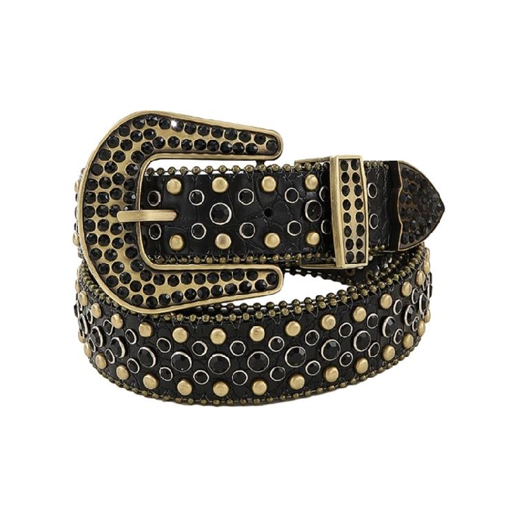 Fashion Adult Rhinestone Belt PU Waist Belt Wear Resistant Shimmering Belt