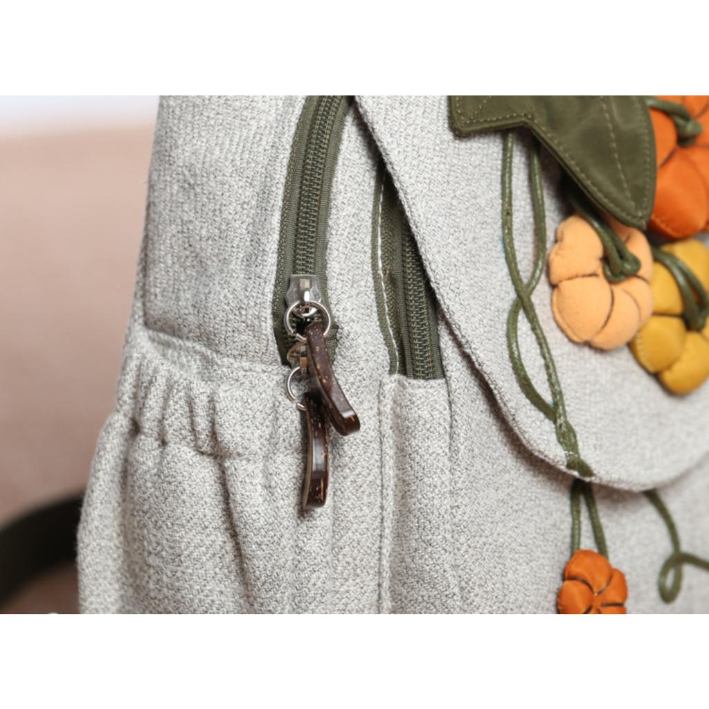 National Style Canvas Women Backpack With Hand Stitching, Literary Fresh Mini Chest Bag, Portable Small Rucksack For Travel Outdoor Daily Casual Use