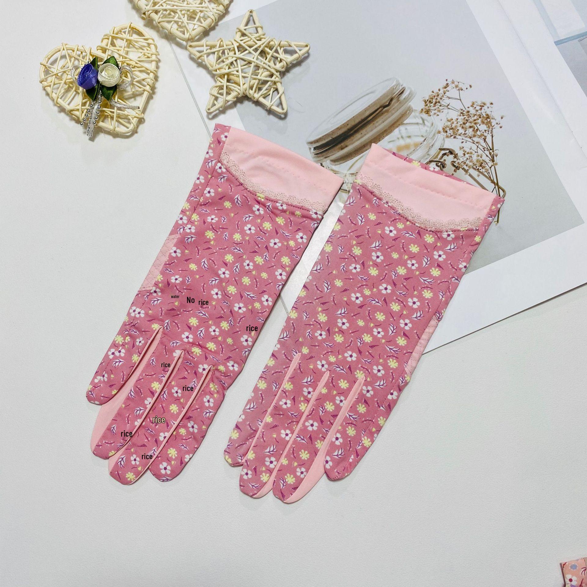 Women s Floral Ice Silk UV Protection Touchscreen Gloves for Driving & Cycling