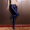 Sexy Glänzende Vollständige Bleistifthose Ausgeschnitten Reißverschluss Offener Schritt Sexy Leggings Hüften Capri Transparent Durchsichtig Sexy Hose Bonbonfarbe F2
