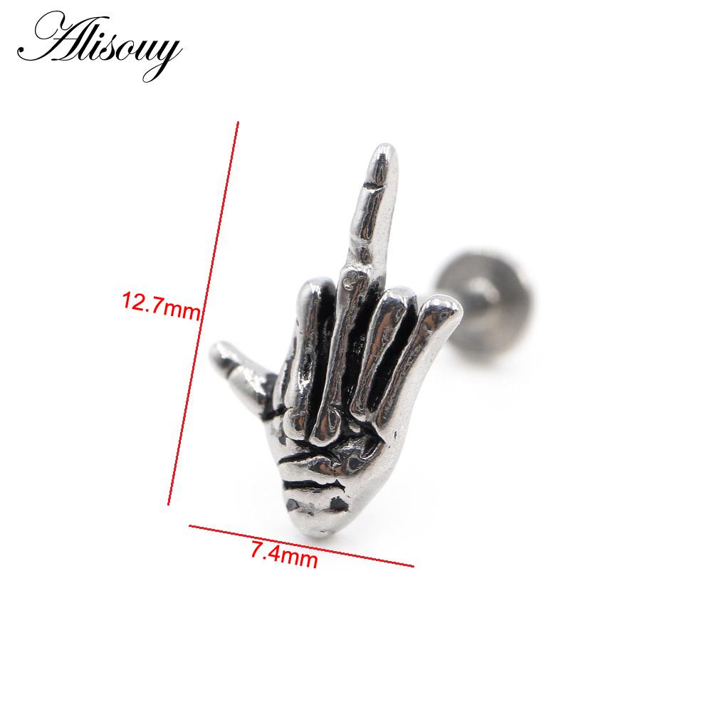 Alisouy 1 Stück Edelstahl Stern Mond Kreuz Schlange Totenkopf Tragus Helix Bar Labret Lippenring Knorpel Ohr Ohrring Piercing Schmuck