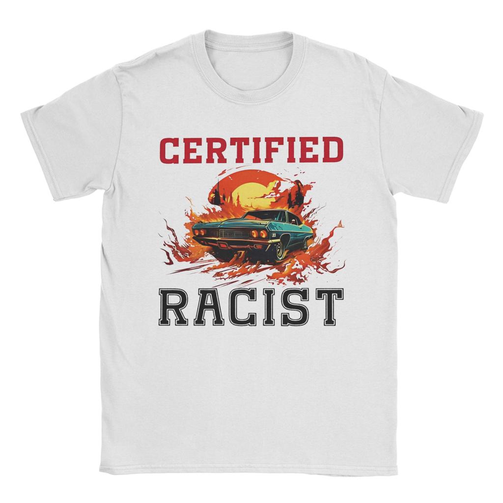 Vintage Professional Certified Racist Racing Meme T-Shirt Men Round Neck Short Sleeve Tops  Cotton Summer Top Tee