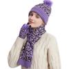 European and American Autumn and Winter Leopard Print Warm Knitted Wool Hat Scarf Gloves Three Piece Set