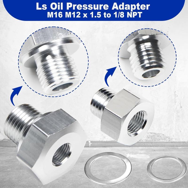 Adaptor Senzor Presiune Ulei Portabil Argintiu Adaptor Senzor Mascul M12 X 1.5 M16 X 1.5 La Femelă 1/8 Npt Adaptor Cu Garnitură