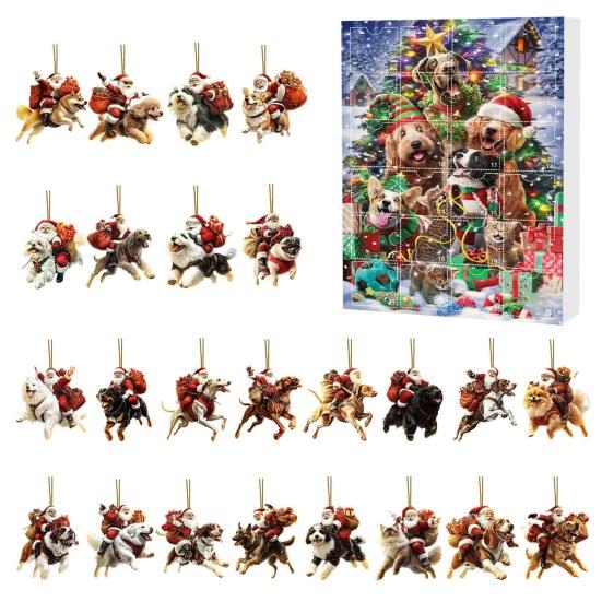 Dog Advent Calendar 24 Days Dog Theme Christmas Countdown Calendar 2D Dog And Santa Decorations Fun Holiday Gift Keepsake for Family Kids Dog Lovers