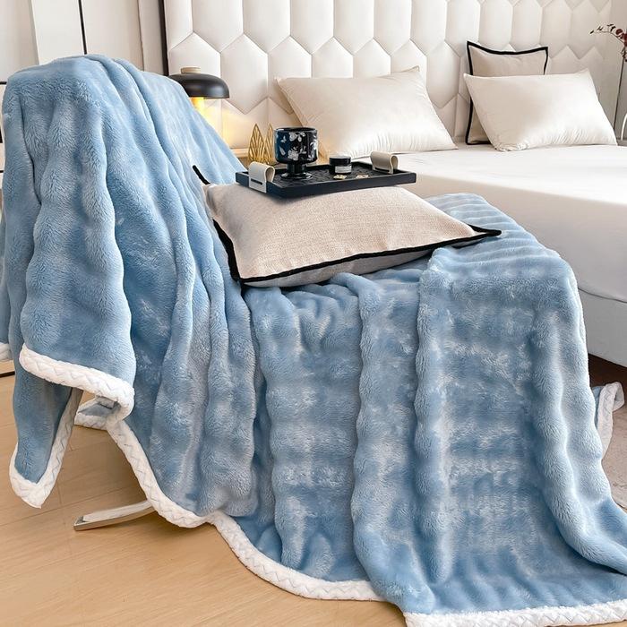 

Преміальна європейська та американська однотонна ковдра з коралового вельвету для дивана, кемпінгу та подарунка 70*100cm небо синє кольору