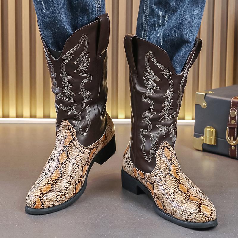 Fashion Autumn and Winter Men's Long Boots Fashion Designer Style Outdoor Street Walking Daily Party Motorcycle Black Plus Size 38-48