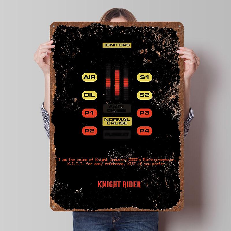 Knight Rider Print Tinplate Posters Customizable Wall Art Retro Vintage Metal Tin Signs for Desk Decor Home Decorations House