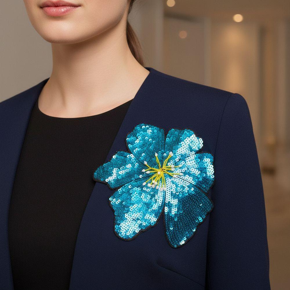Fashion Large Flower Sequined Embroidery Applique Shinning Clothing Decoration Sequins Flowers Parches Clothing Patch Clothes