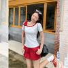 Korean Red Love Polka Dot Slanted Shoulder Off-the-shoulder Bow Pure Desire Short-sleeved T-shirt Women's Summer Strap Slim Top