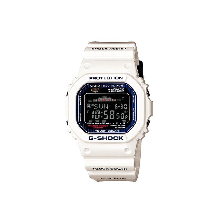 

Casio Digital Series G-Shock Tidal Moon Phase Color Block Digital Solar Quartz Watch Men watches Black GWX-5600C-7JF White Strap