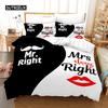Duvet Cover Couple Lover White Black Bedding Set Adult King Queen Comforter Bedding Sets Valentine's Day Present for Women Men