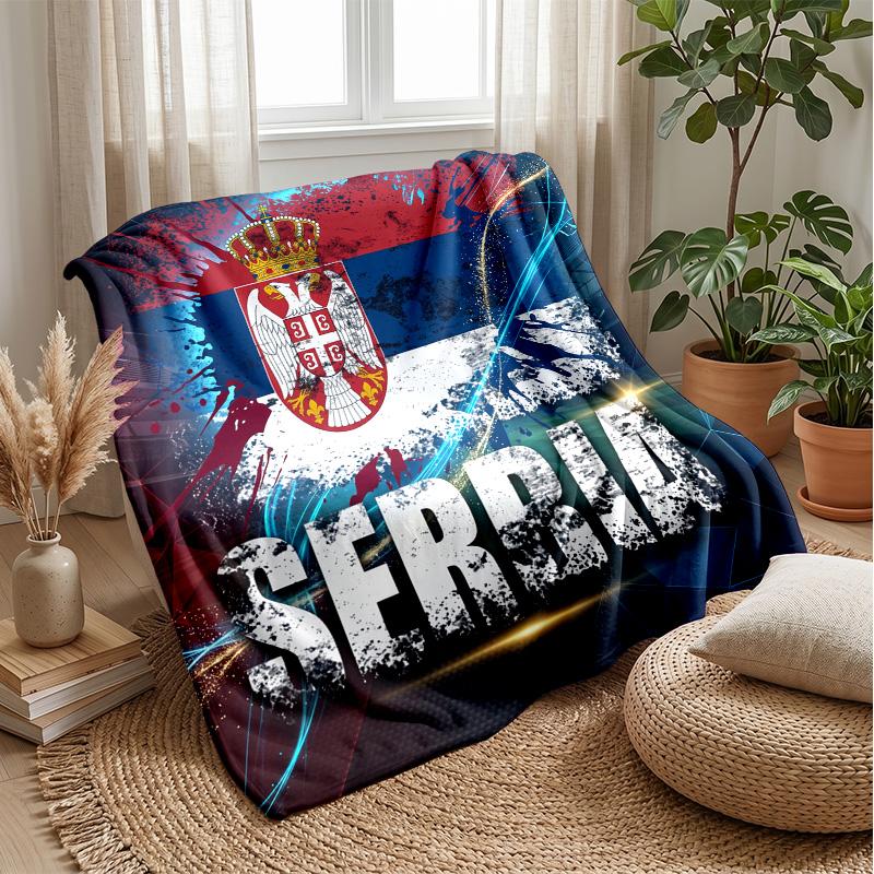 Coperta in Flanella Stampata Serbia Amica della Pelle Calda Decorativa Plaid per Divano Letto Interno Uso Quotidiano