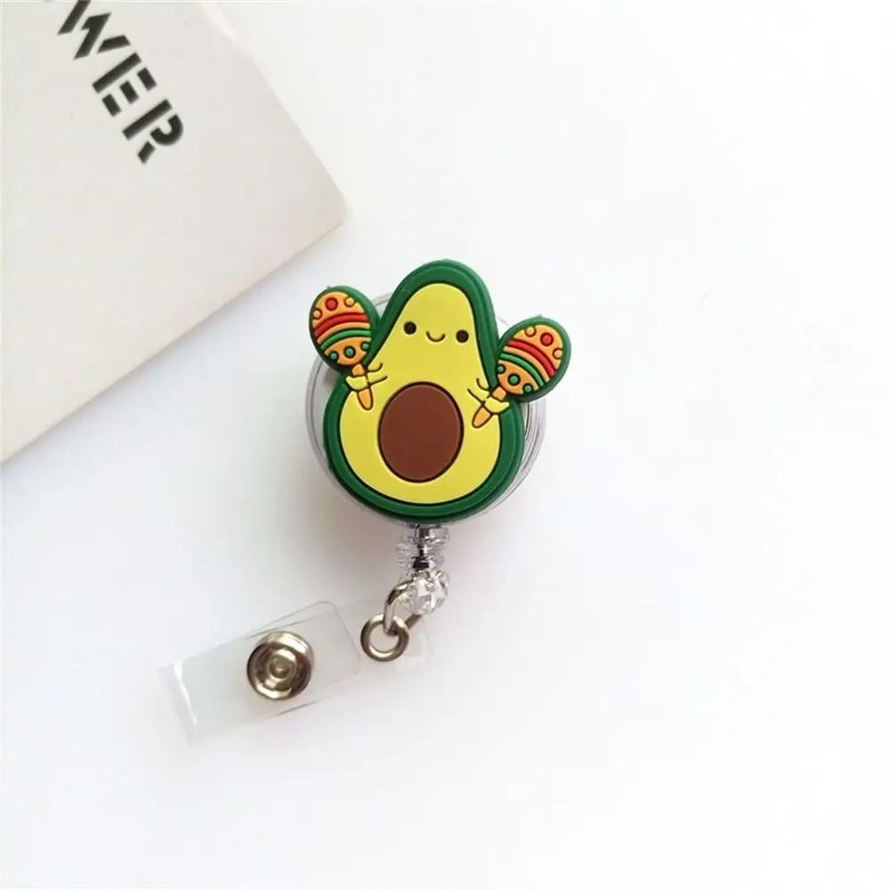 New Cute Silicone Fruits Avocado Retractable Pull Badge Reel ID Lanyard Name Tag Card Badge Holder Reels