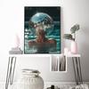 Disco Ball Pool Print Preppy Trendy Wall Art Pictures Girly Dorm Room Decor Funky Black Silver Swimming Canvas Painting Decor