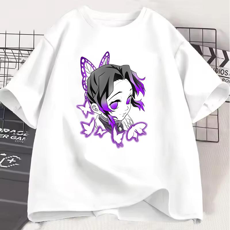 New Hot Anime Kochou Shinobu Print T Shirt Women Men Short Sleeve Tops Tees Summer Fashion Loose Casual T-shirt