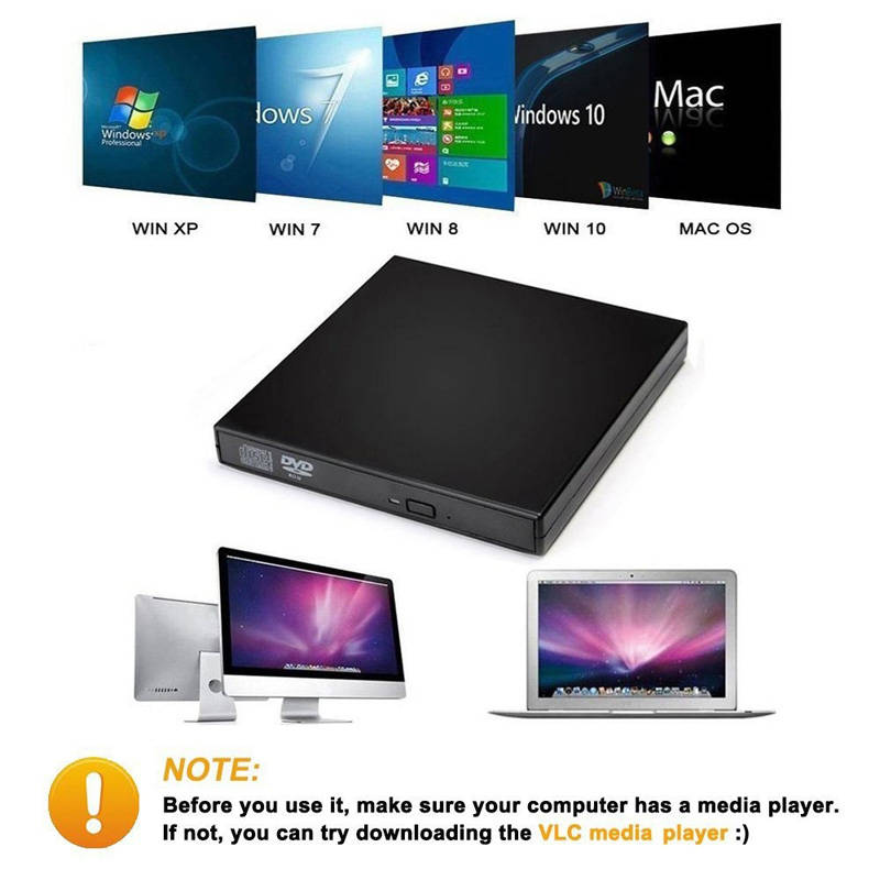 USB External DVD CD Disc Burner Combo Drive Reader Windows 07/08 Laptop PC Player Optical Drives For Laptop PC DVD Burner