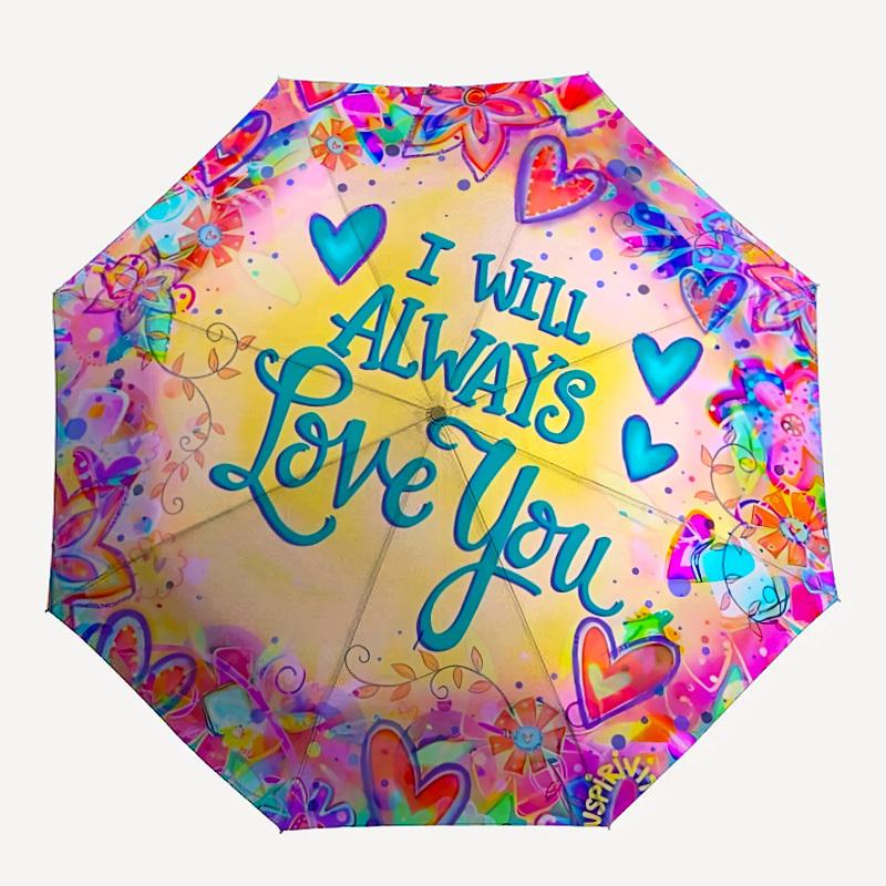 

1pc Love You Decor Auto-Fold Umbrella with One-Touch Open/Close - 8 Reinforced Ribs for Windproof Stability, yy251118227