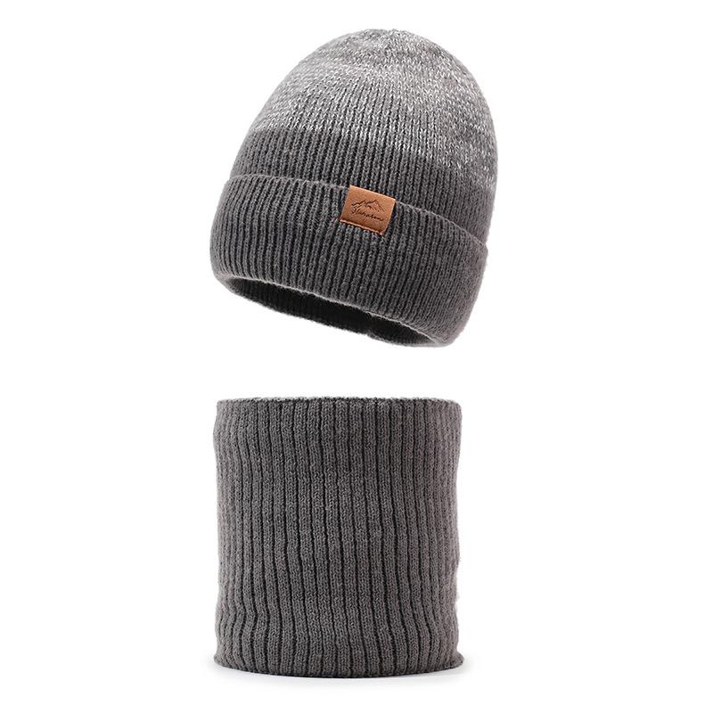 Winter Outdoor Skiing Cold-Proof Hat Scarf Set Velvet Warm Knitted Hat Riding Ear Protection Wool Hat