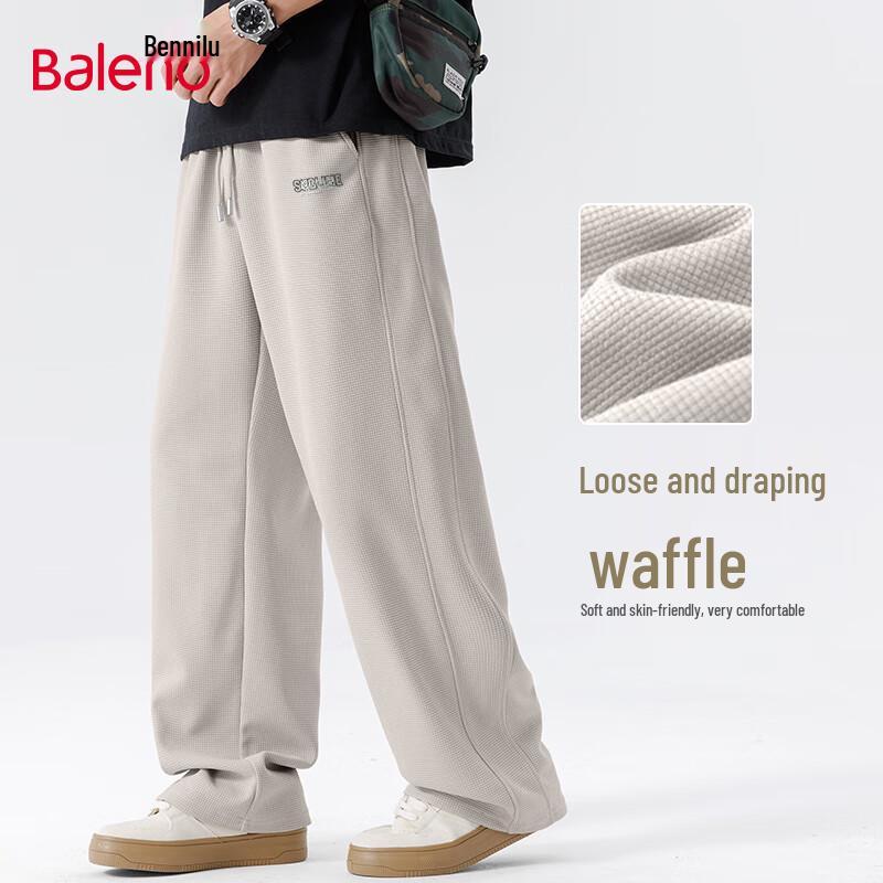 Baleno Men's Waffle Knit Wide-Leg Casual Pants