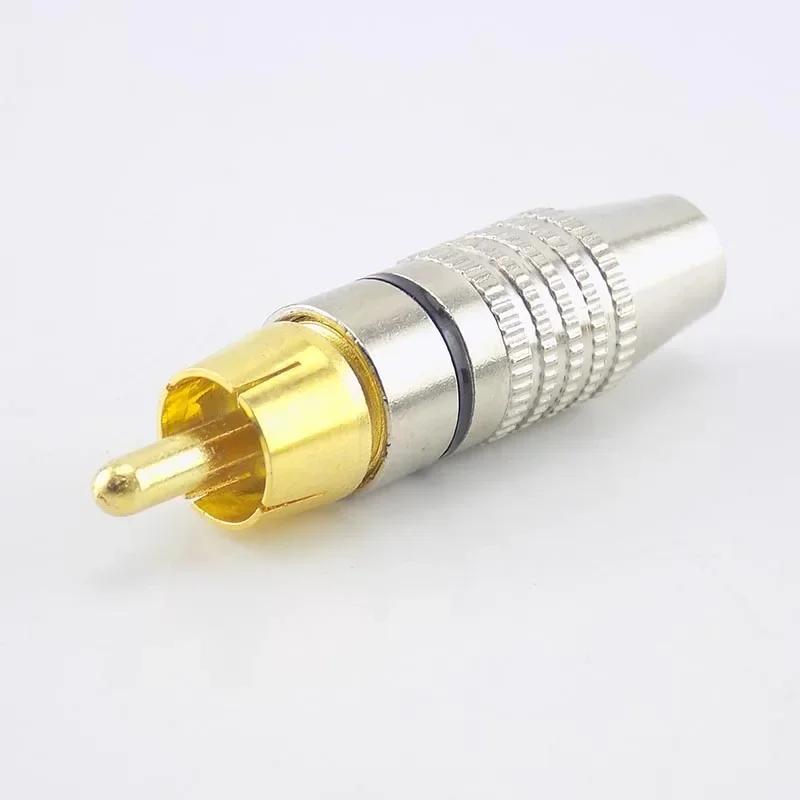 10pcs RCA Male Plug Connector Non Solder AV Audio Video Locking Cable Plug Adapter solderness for Video CCTV Camera Security