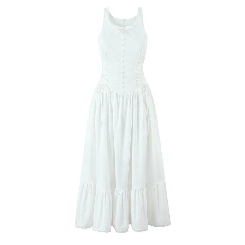 

Oxygen First Love House Same Bohemian Elegant Temperament Bow Ballet Style Strap Waist Hugging Dress Oxygen first date L