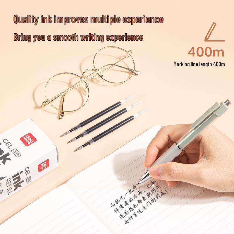 De.Li 0.5mm Bullet Tip Gel Pen Refill 6906, Click-Type for Exams