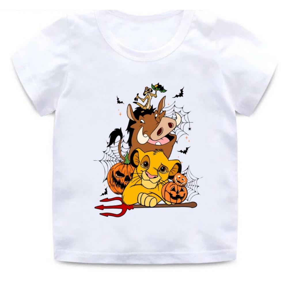The Lion King Simba Halloween Print Cartoon Kids T-Shirts Cute Girls Clothes Baby Boys Short Sleeve Summer Children Tops