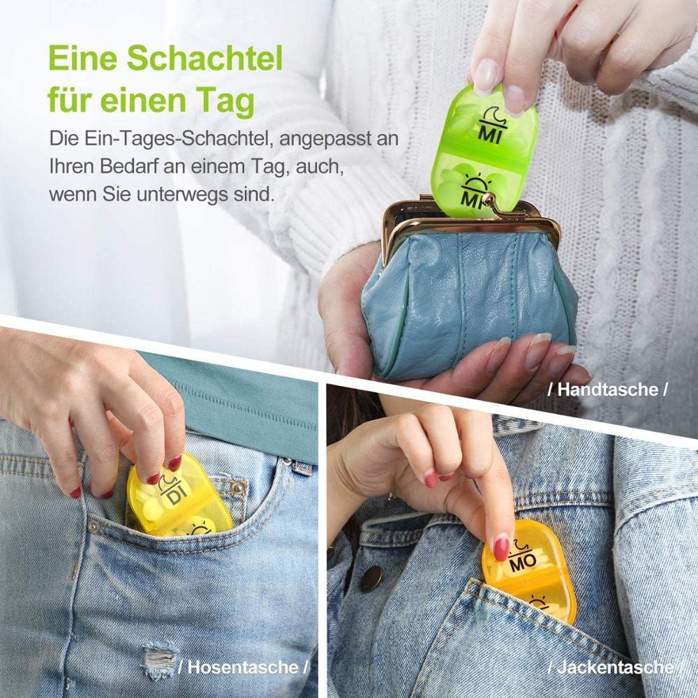 Weekly Pill Organizer with 7 Detachable Pill Case 2 Times a Day AM PM Pill Box to Hold Medicine Medication Vitamins and Fish Oil