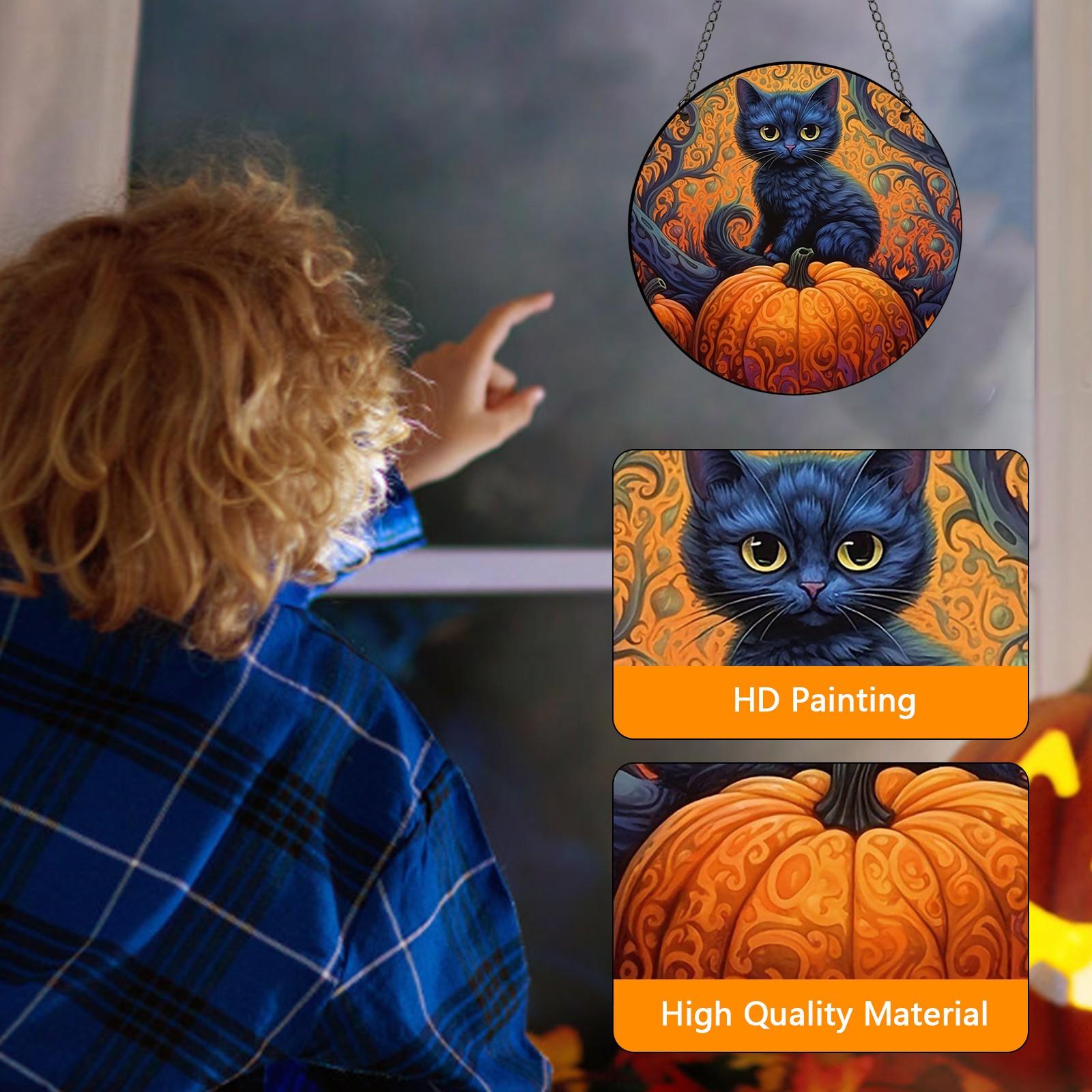 

2D Праздничные подвески Хэллоуин Акриловые витражные украшения для окон Украшения для сада Украшения для крыльца дома One Size