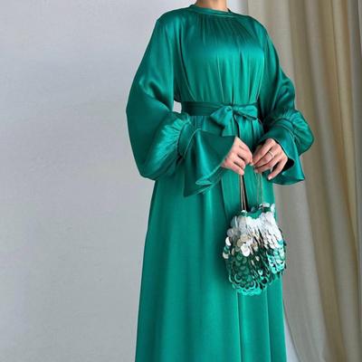 Spring New Women's Tight Waist Lace-Up Two-Wear Elegant Satin Dress